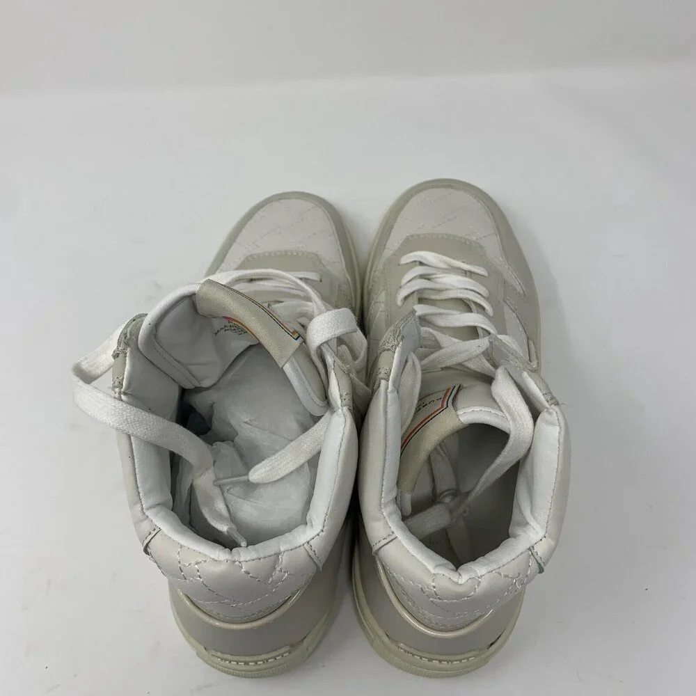 Kurt Geiger London Laney‎ Hi-Top Sneakers Men's 8 Beige Leather Lace Up S0682